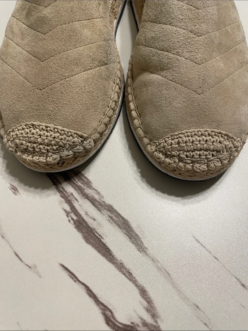 COLE HAAN NWOT LEATHER Taupe Suede Espadrille Slip-Ons